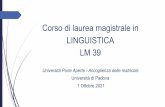 Corso di laurea magistrale in LINGUISTICA LM 39