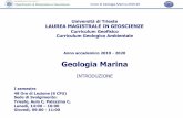 GEOLOGIA MARINA 2019 20 Introduzione Corso AC