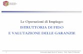 Le Operazioni di Impiego: ISTRUTTORIA DI FIDO E ...