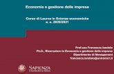 Corso di Laurea in Scienze economiche a. a. 2020/2021