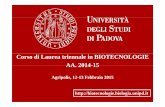 Corso di Laurea triennale in BIOTECNOLOGIE AA 2014AA. 2014-15