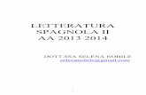 LETTERATURA SPAGNOLA II AA 2013 2014