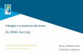Il Budget e la Gestione del Grant (IG, MFAG, Start-Up)