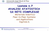 Lezione n.7 ANALISI STATISTICA DI RETI COMPLESSE Materiale d