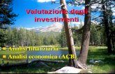 Valutazione degli investimenti Analisi finanziaria Analisi finanziaria Analisi economica (ACB) Analisi economica (ACB)