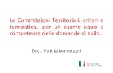 Le Commissioni Territoriali: criteri e tempistica, per un esame .Le Commissioni Territoriali: criteri