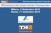 Rilevazione dei tempi tramite Transponder Milano, 3 ... â€¢ Diverse forme, unico scopo â€¢ 1