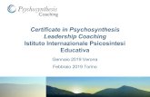 Certificate in Psychosynthesis Leadership Coaching ... Coaching Psicosintetico 3 Unitأ e 5 workshops