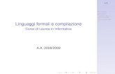 Linguaggi Formali Compilazione: Grammatiche
