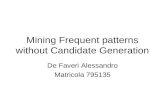 Mining Frequent patterns without Candidate Generation De Faveri Alessandro Matricola 795135