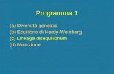 Programma 1 (a) Diversit  genetica (b) Equilibrio di Hardy-Weinberg (c) Linkage disequilibrium (d) Mutazione