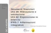 Strumenti finanziari IAS 39: Rilevazione e valutazione IAS 32: Esposizione in bilancio